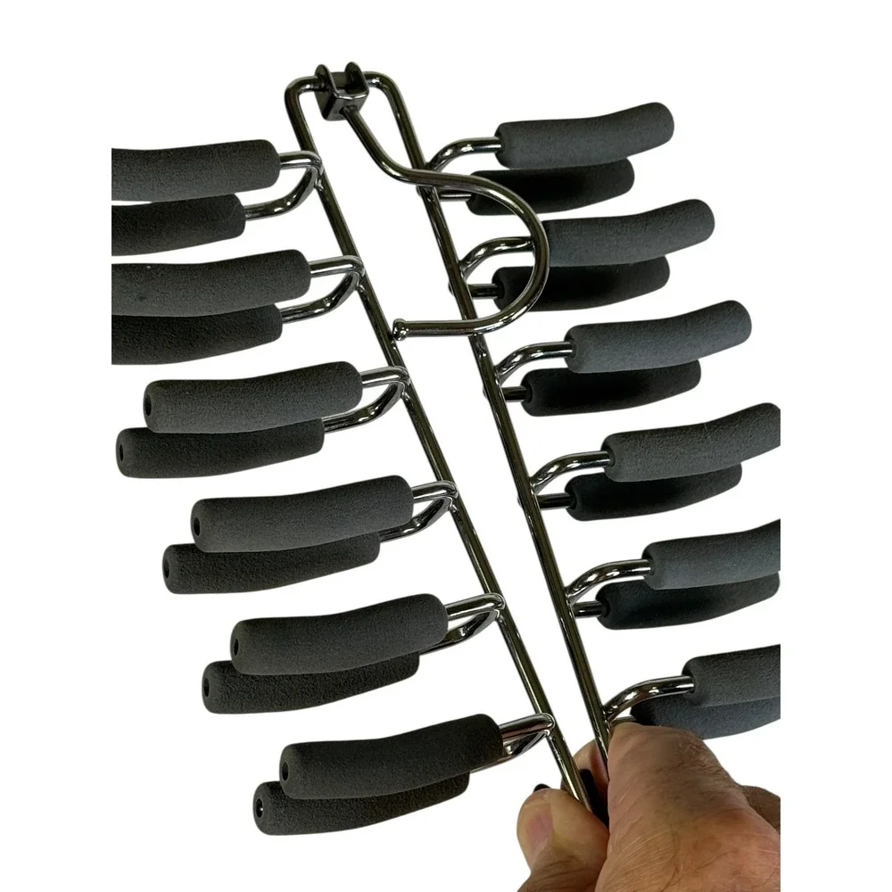 Chrome‎ Multi-Tier Tie and belt Organizer 12 Non-Slip Foam Hooks Silver